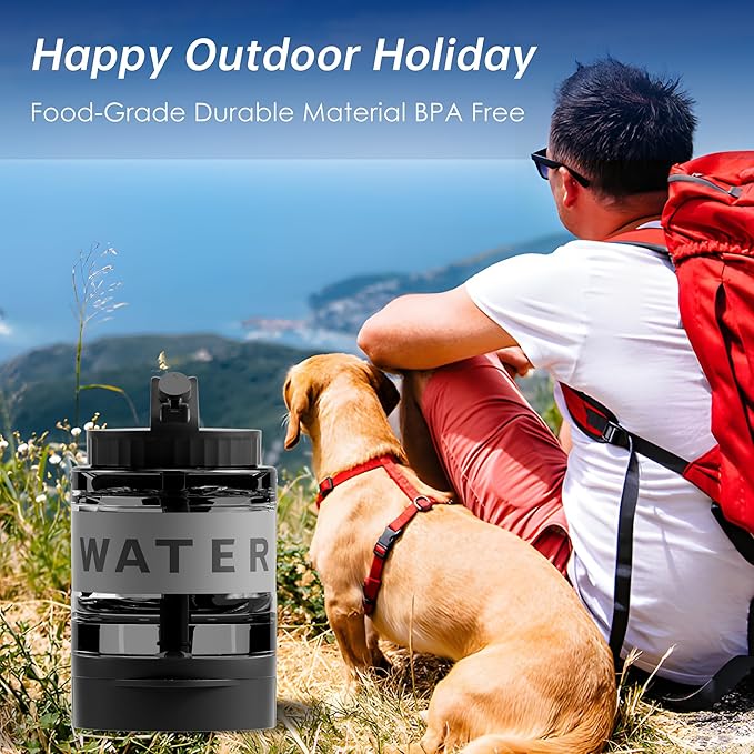 77oz Portable Dog Water Bottle, Camping Essentials, Large Travel Bottle with Pull-Out Drinking