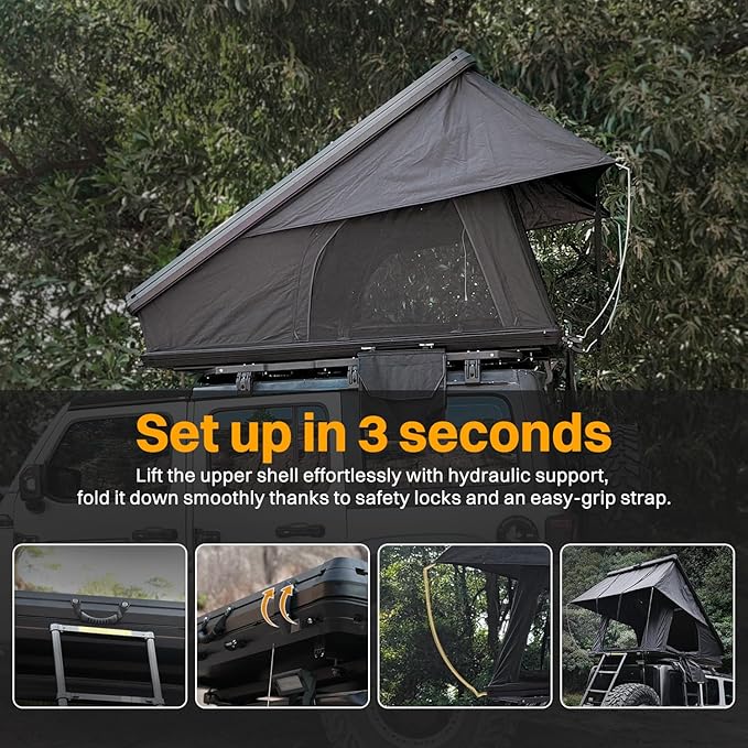 Hardshell Rooftop Tent, Car Roof Tent for Camping, Jeep, SUV, Van, with Aluminum Alloy Shell, 300D