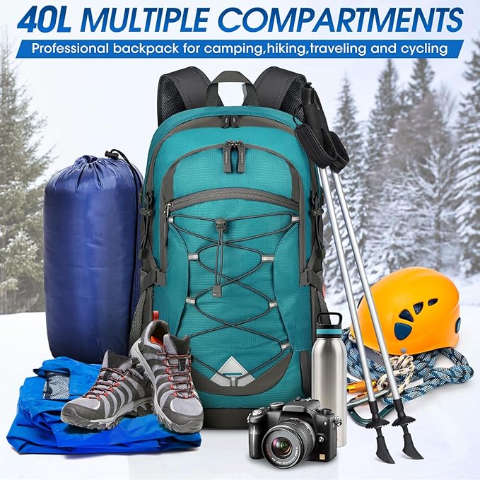 IGOLUMON Hiking Backpack 40L Packable Lightweight Camping Backpack Men Women Waterproof Hiking
