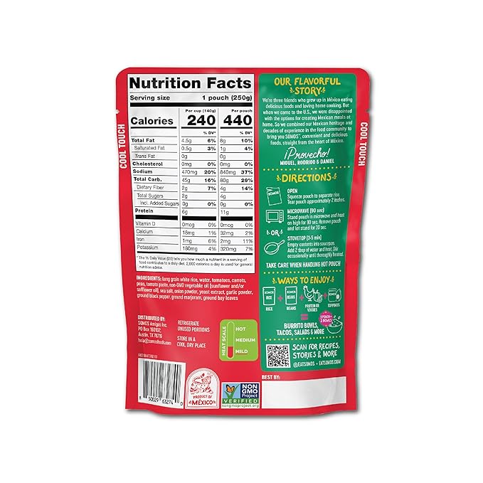 SOMOS Mexican Homestyle White Rice | Gluten Free, Non-GMO, Vegan & Microwavable Meals Ready to Eat