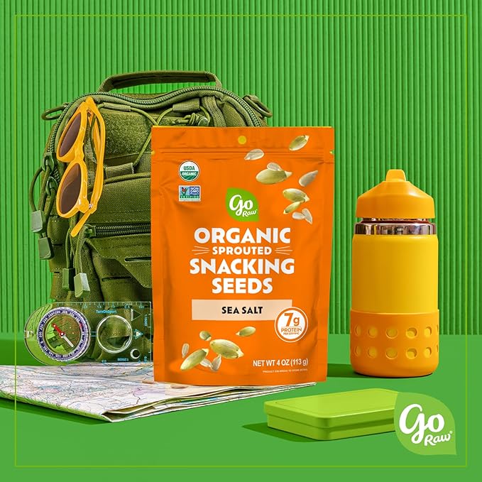 Go Raw Organic Sprouted Sea Salt Sprouted Snacking Seeds, 4 oz, 6 Pack, Pumpkin & Sunflower Seeds