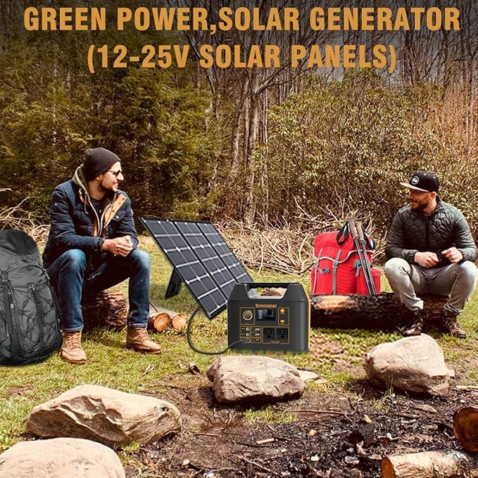 Enginstar Solar Generator, 296Wh Portable Power Station, 110V Pure Sine Wave, 80000mAh Backup