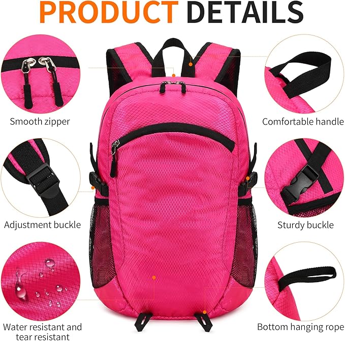 Small Hiking Daypack,15L Waterproof Hiking Backpack Packable Lightweight Travel Day Pack for Women