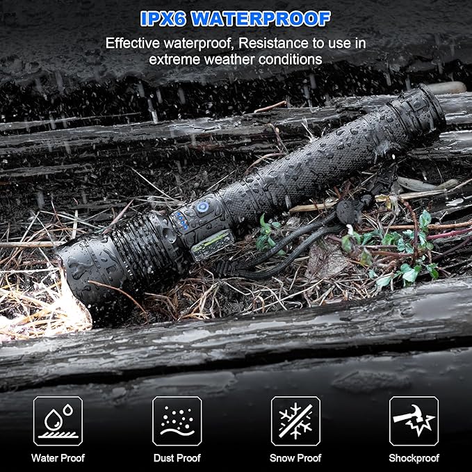 Cinlinso Flashlights High Lumens Rechargeable, 99,000 Lumens Super Bright Led Flashlight, Flash