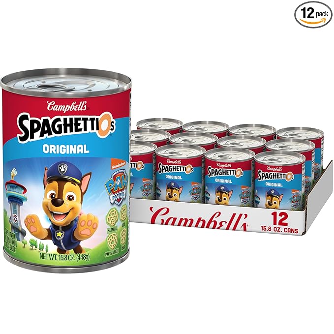 SpaghettiOs Original Canned Pasta With Paw Patrol Shapes, 15.8 oz Can (12 Pack)