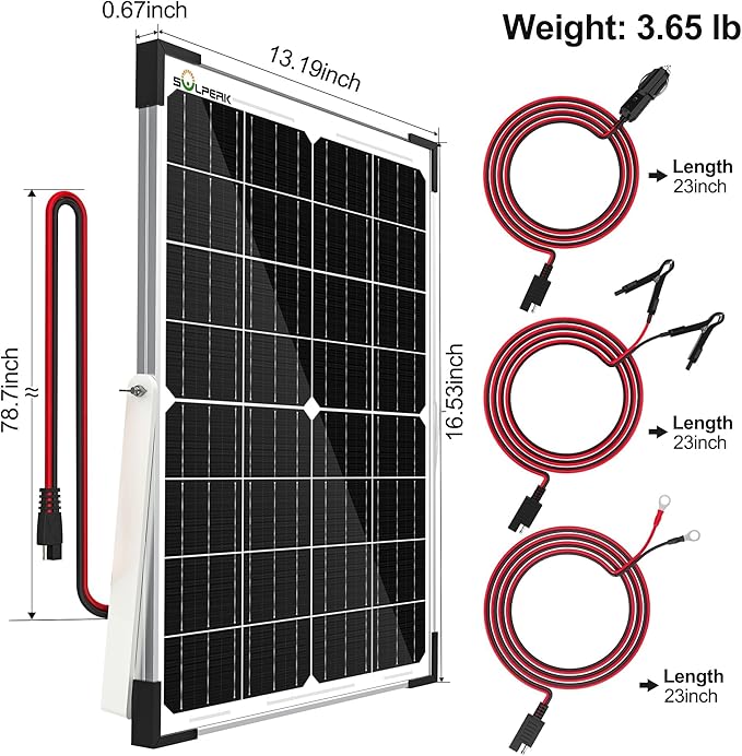 SOLPERK 25W 12V Solar Battery Charger, Waterpoof Solar Panel Kit with Energy Saving Controller for