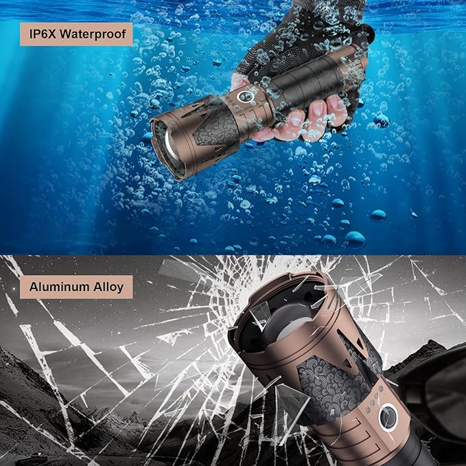 SKYFIRE LED Flashlights High Lumens with Ignition Lens,9000 Super Bright Tactical