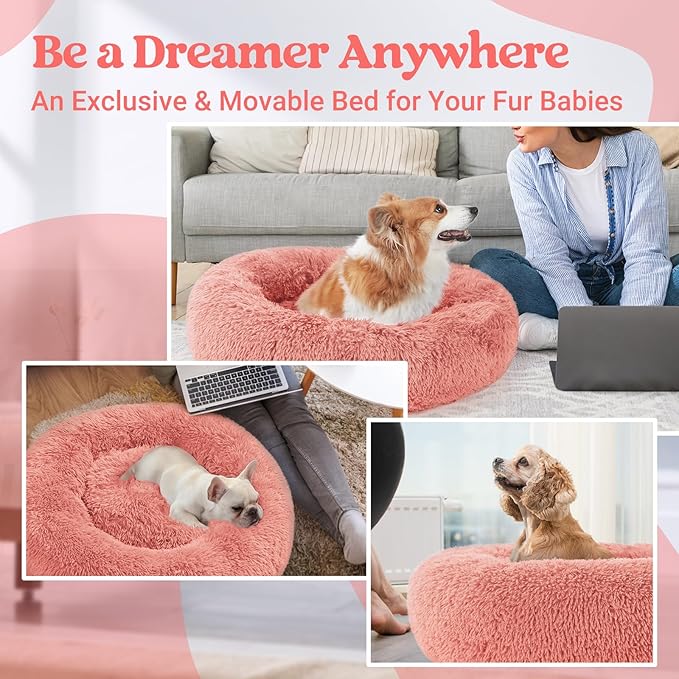 rabbitgoo Calming Dog Bed for Small Medium, 30 inches Pet Bed Machine Washable, Non-Slip Round