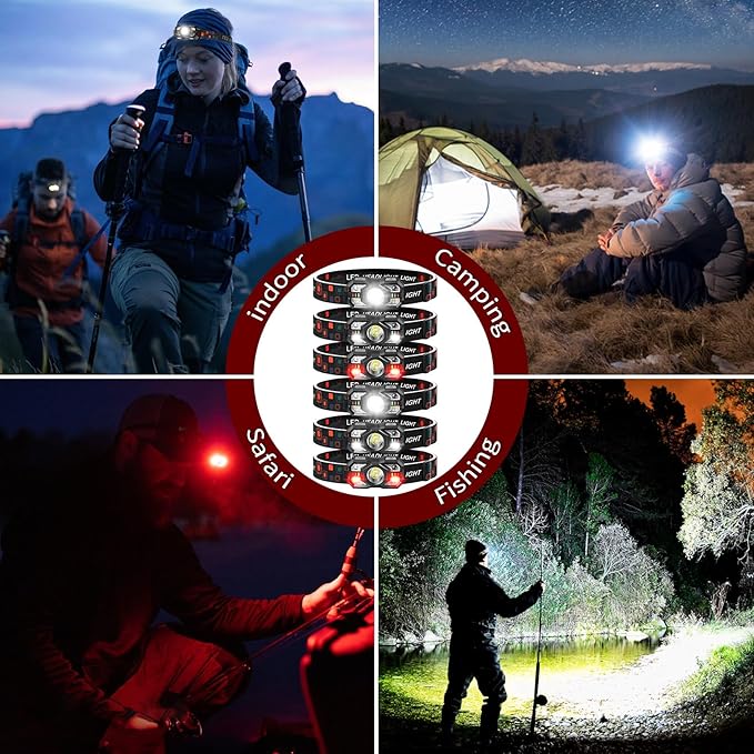 Headlamp Rechargeable 2Pack, 3000 Lumen Ultra-Light Bright Headlamp Flashlight with White Red