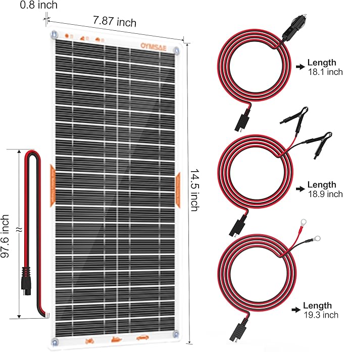 OYMSAE White 10W Solar Car Battery Charger Portable 12V Trickle Battery Charger & Maintainer