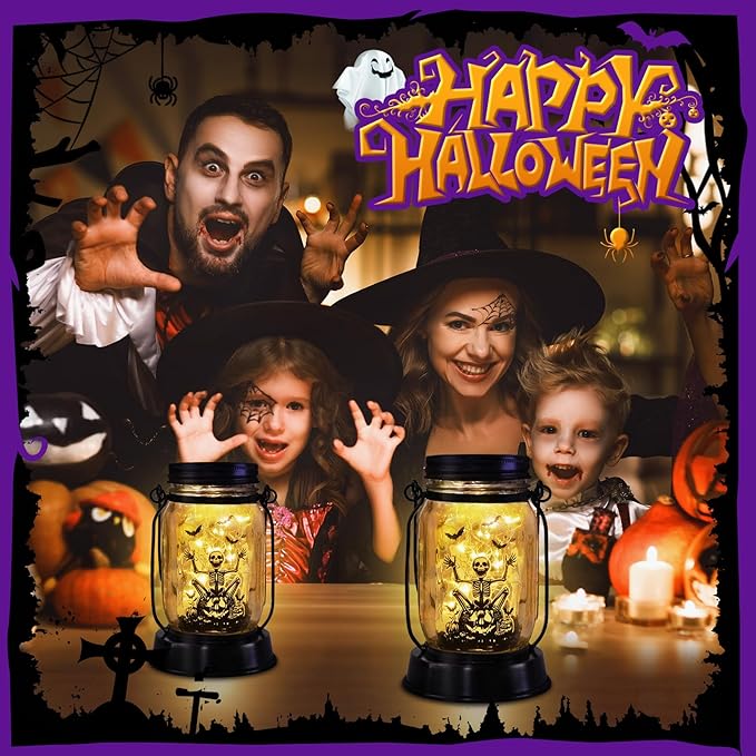 Halloween Decorations Gifts for Women/Men Halloween Skeletons Solar Lanterns Skeleton Decorations