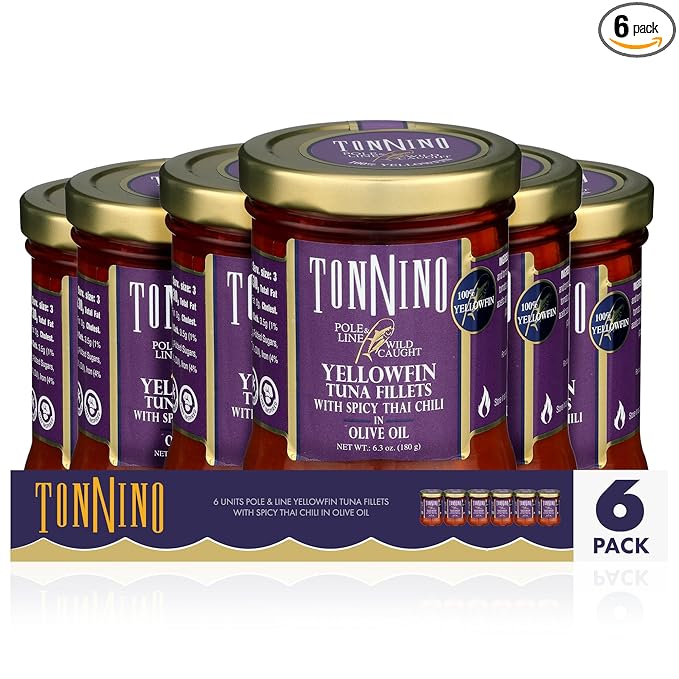 Tonnino Canned Tuna Fish (Pack of 6, Spicy Thai Chilli)
