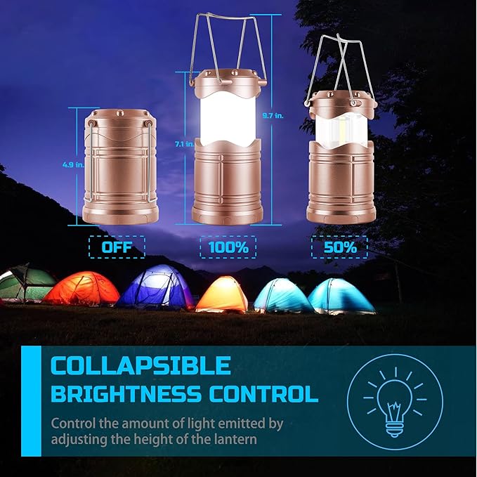 Lichamp LED Camping Lantern, 4 Pack Battery Powered Flashlight for Power Outages, Portable