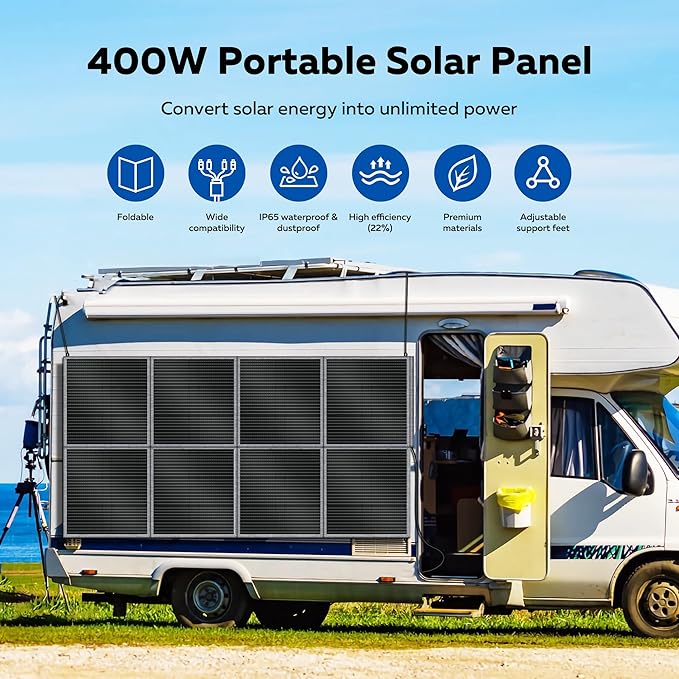 400w Foldable Solar Panel - Portable Solar Panel Charger for Power Station Camping RVs Off Grid