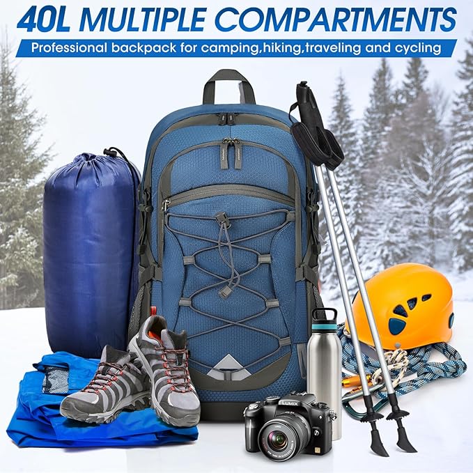 IGOLUMON Hiking Backpack 40L Packable Lightweight Camping Backpack Men Women Waterproof Hiking