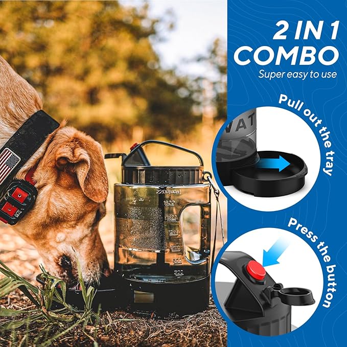 lesotc Portable Dog Travel Water Bottle, 77oz Large Travel Water Bowl for Dogs Camping Hiking Beach