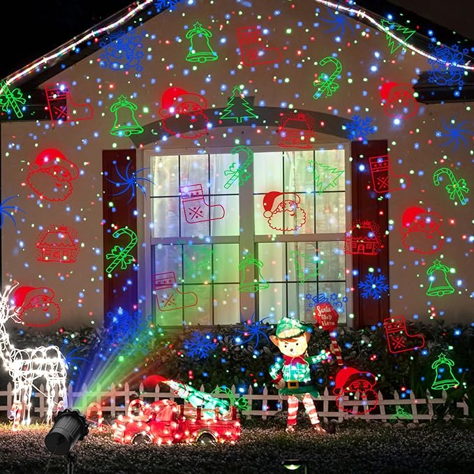 Laser Christmas Projector Lights Outdoor, 3 Colors RGB Christmas Laser Lights Outdoor Waterproof