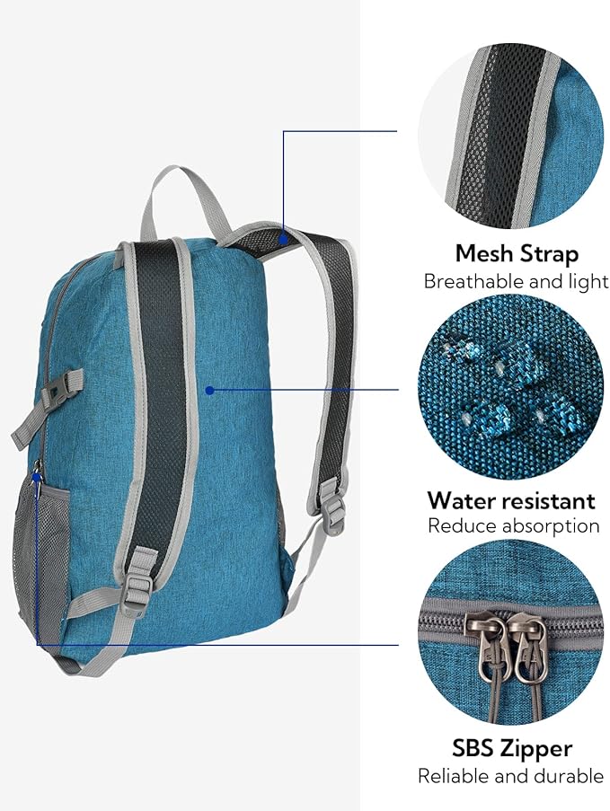 WATERFLY Small Lightweight Packable Backpack: 20l Ultra Light Foldable Travel Hiking Camping