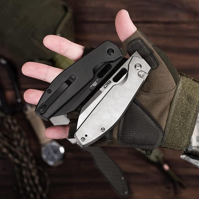 CJRB Pocket EDC Knife Ekko(J1929) Button Lock Small Folding Knife AR-RPM9 Steel Blade and Black PVD