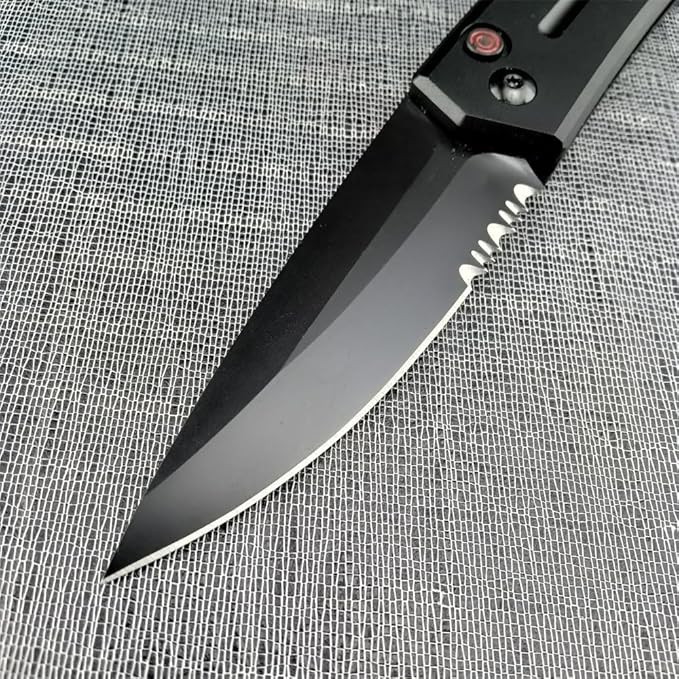 3.31'' D2 Steel Blade Aluminum Handles Speed Safe Botton Fast Opening Folding Knife with Pocket