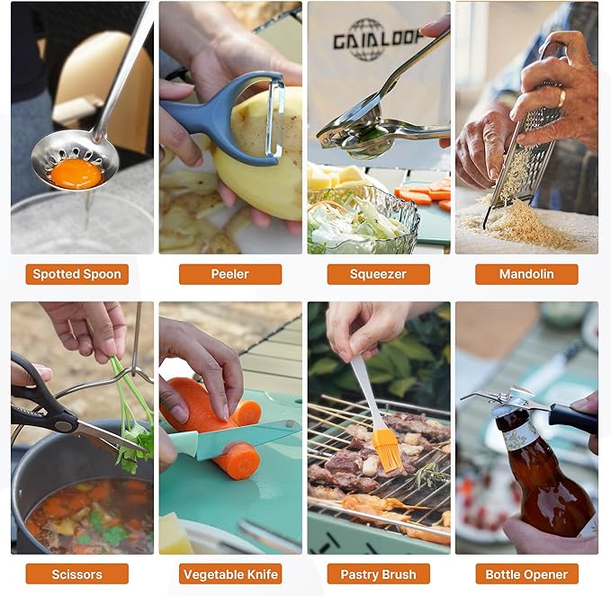 Camping Cooking Utensils Set Grilling Cookware Camp Kitchen Rotating Marshmallow Roasting Sticks