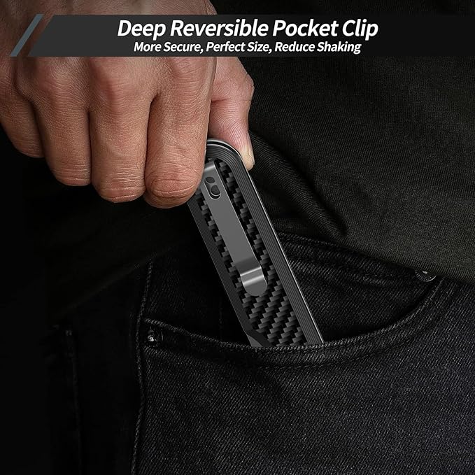 FINTISO Pocket Knife, 3" S35VN Blade EDC Knife with Carbon Fiber Handle, Folding Knife with Pocket
