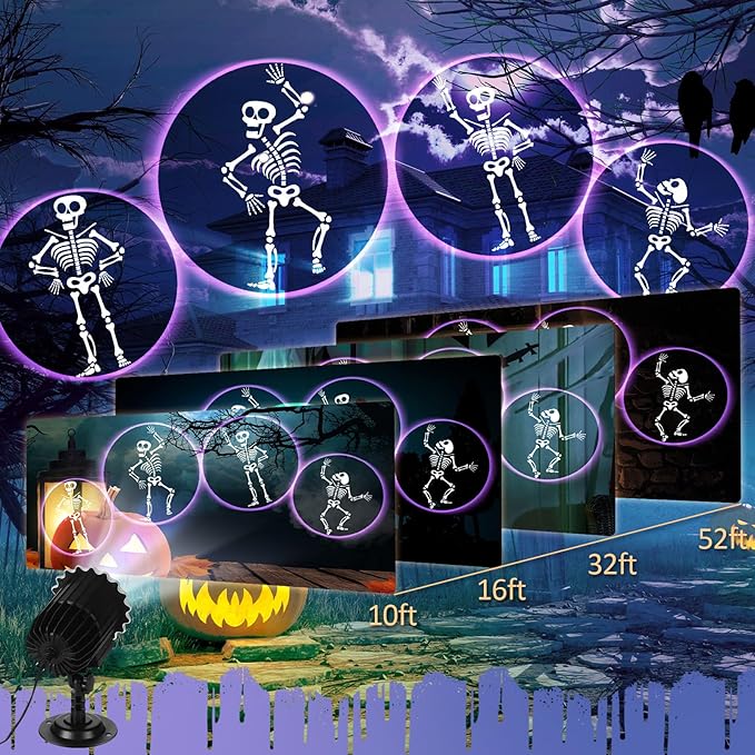 Halloween Projector Light with 1 Film Slides Holiday LED Projector Lights Outdoor Reflectors