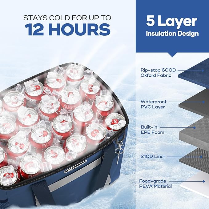 Maelstrom Collapsible Soft Cooler Bag, 24/30/60/75 Cans Beach Cooler, Ice Chest, Leakproof &