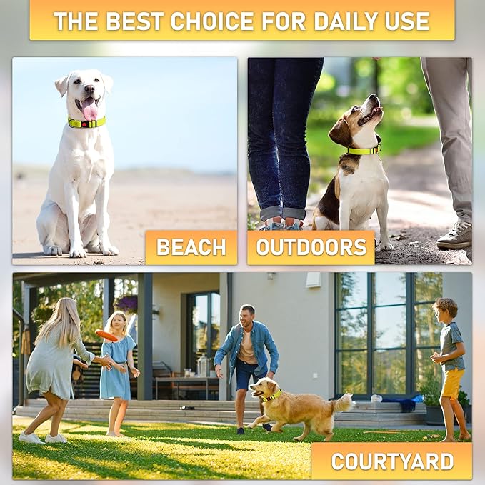 Adjustable Dog Collar with QR Code Dog Tag ID Attached - Made in USA - Honeycomb Waterproof Heavy
