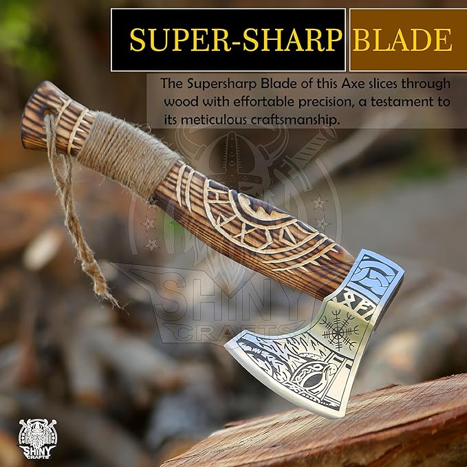 SHINY CRAFTS | Custom Handmade Carbon Steel Viking Axe,Valentine's Day Gift, Birthday Gift for him