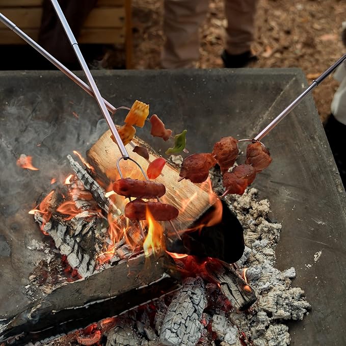 32" Heavy Duty Hot Dog Roasting Sticks for Campfire, Smores Sticks for Fire Pit Long, Marshmallows
