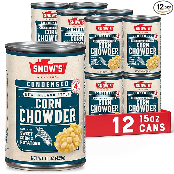 Snow's Condensed Corn Chowder, 15 oz Can (Pack of 12) - Creamy and Comforting Chowder with Corn