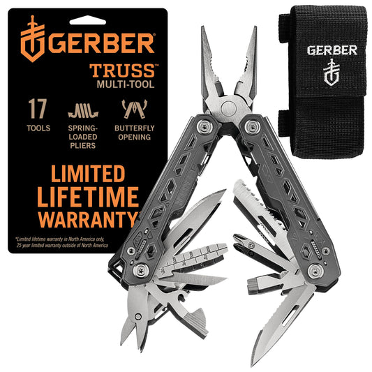 Gerber Gear Truss 17-in-1 EDC Needle Nose Pliers Multi tool - includes Pocket Knife, Screwdriver