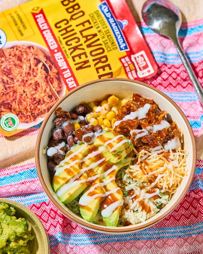 Old Hacienda BBQ Flavored Chicken | 100% Shredded Seasoned Chicken with Sauce | Fully Cooked &