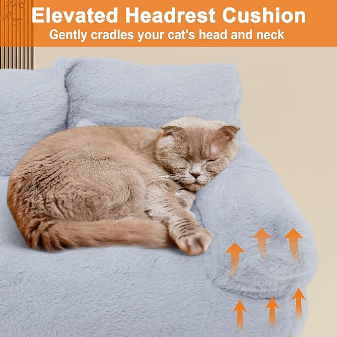 Cat Sofa, Pet Bed with Bolstered Edges, Extra Plush Sponge Padding, Cat Beds for Indoor with