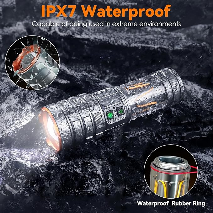 LED Flashlights High Lumens Rechargeable, 90000 High Lumens Super Bright Flashlight Camping with 11