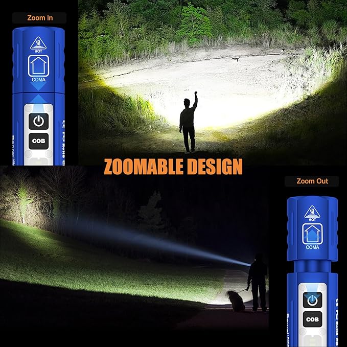 Rechargeable Tactical Flashlights High Lumens - Super Bright Small Powerful LED Magnetic USB C