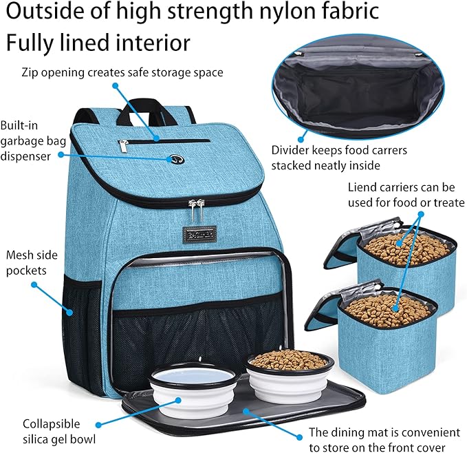 BAGLHER丨Dog Travel Bag, Airline Approved Pet Supplies Backpack, Dog Travel Backpack with 2 Silicone