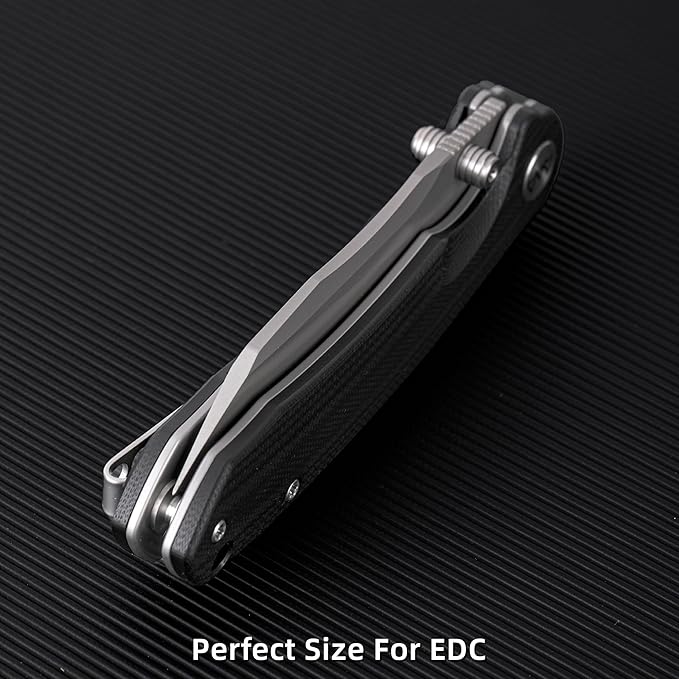 Folding Pocket Knife, 3.35" 14C28N Blade G10 Handle EDC Knife with Liner Lock, Small Pocket Knife