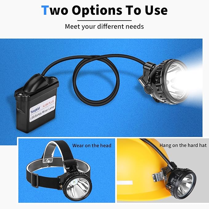 Rechargeable Mining Headlamp, 1+2 LED Super Bright Cap Lamp, Waterproof & Explosion-Proof Safety