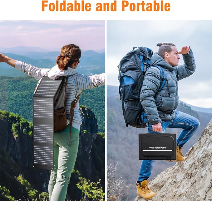 Portable Solar Panel Charger 40W Foldable Solar Panel for Portable Power Station, iPhone, iPad
