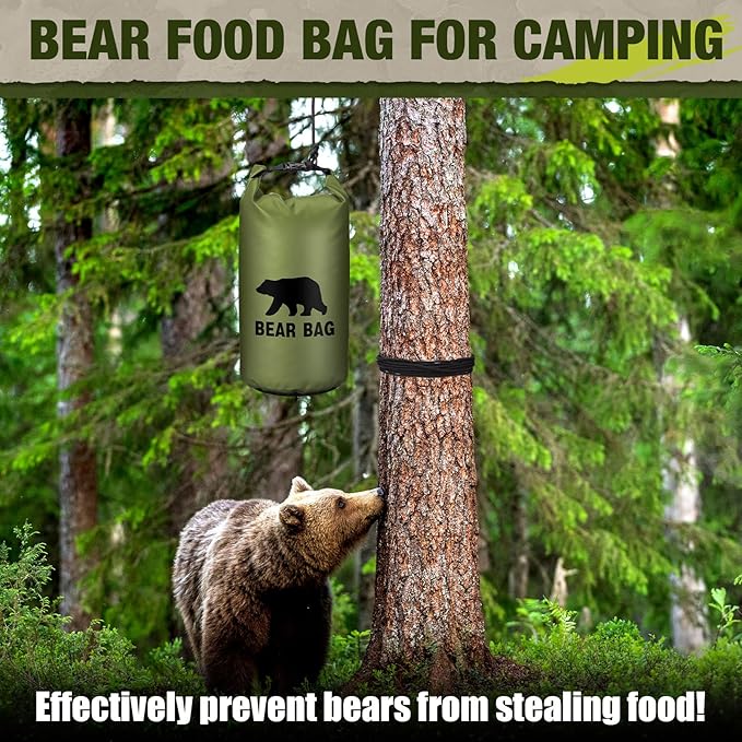 1 Set Bear Food Bag for Camping Ultralight Food Hanging System Includes Waterproof Bear Bag, Nylon