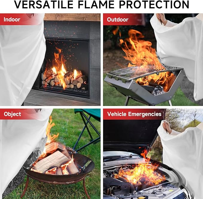 Fire Blanket Emergency for Home Kitchen - 40"x40" Fireproof Safety Protection Fiberglass Flame