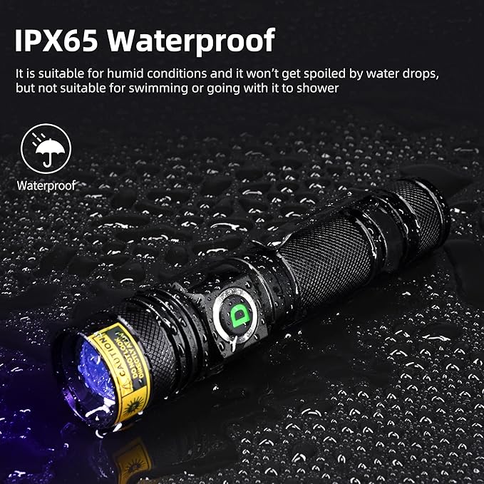 DARKDAWN UV Flashlight 365nm, LED Blacklight Flashlight, USB Rechargeable flashlights, Powerful