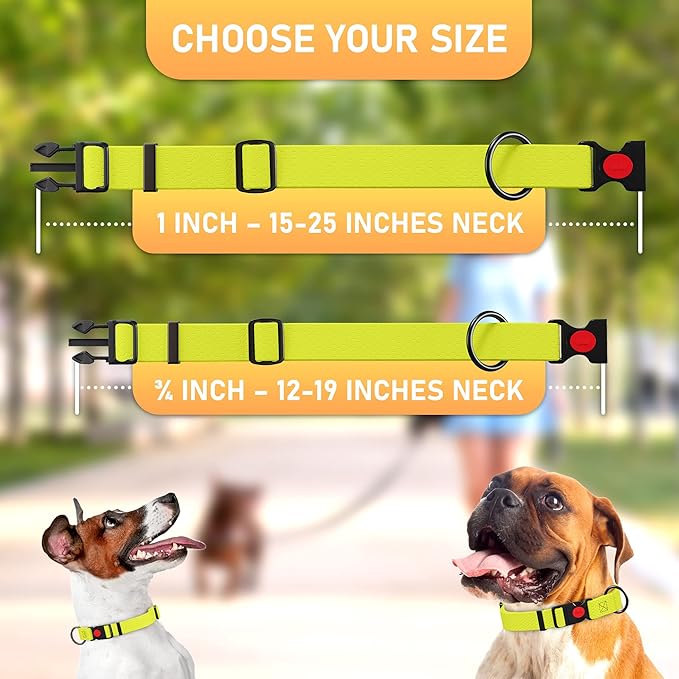 Adjustable Dog Collar with QR Code Dog Tag ID Attached - Made in USA - Honeycomb Waterproof Heavy