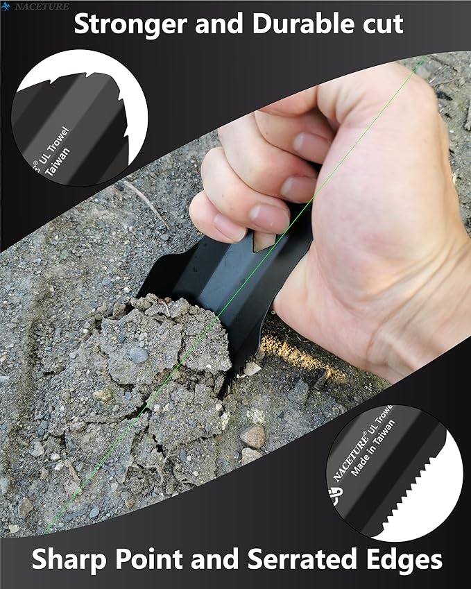 NACETURE Ultralight Backpacking Trowel Aluminum Shovel Small Potty Multitool with Longer Handle