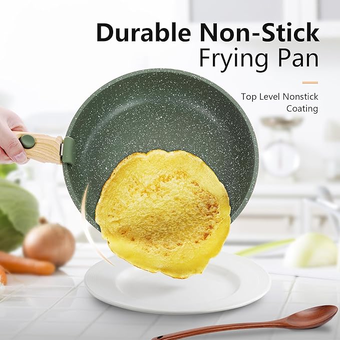 10 Pcs Pots and Pans Set Non Stick, Nonstick Kitchen Cookware Sets Detachable Handle, Induction