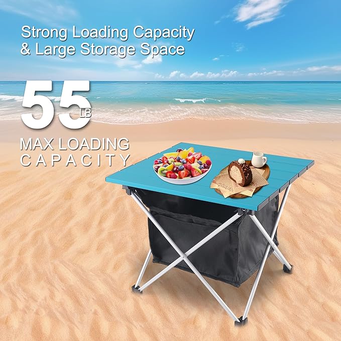 Grope Portable Camping Table Ultralight Aluminum Camp Table with Storage Bag,Beach Table for Sand