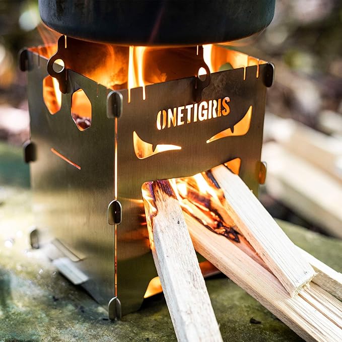 OneTigris Camping Backpacking Stove Portable Foldable Burning Wood Stove for Outdoor Hiking Picnic