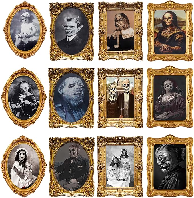ECGER Halloween Decorations Indoor, Haunted Scary Decor - 3D Changing Face Pictures, Vintage Moving